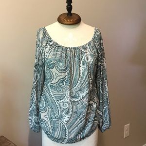 WHBM Sheer Slit Sleeve Blouse